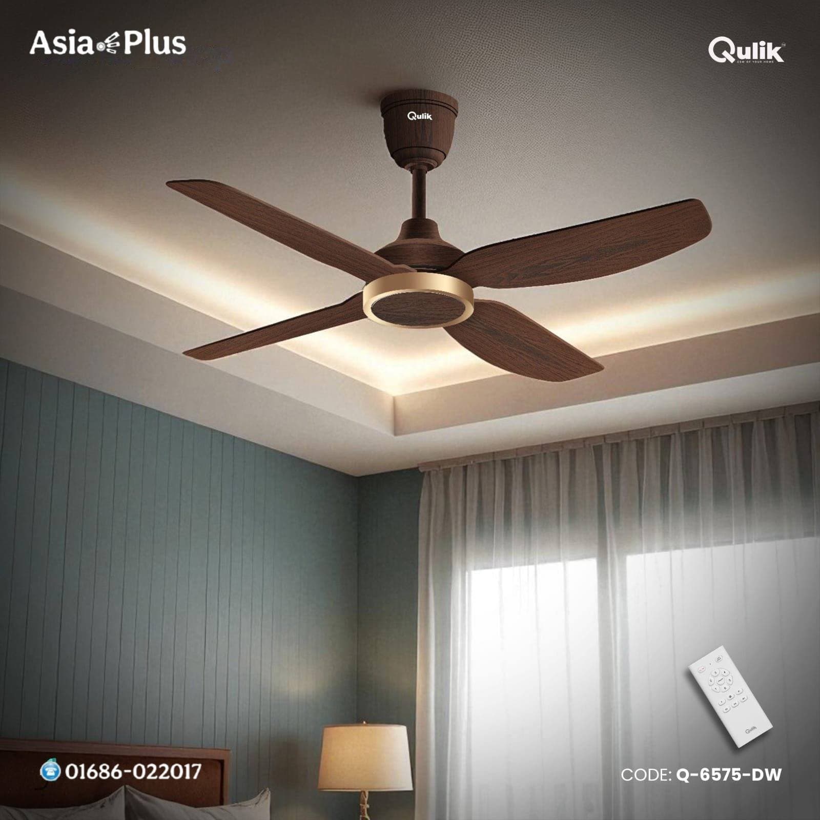 Qulik Windora 56" Decorative Energy Saving BLDC Remote Control Ceiling Fan - Dark Wood (Q-6575-DW) 2